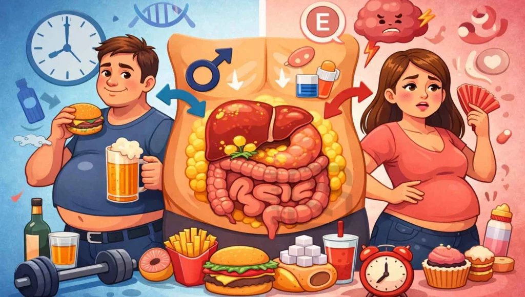 چاقی شکم مردان و زنان